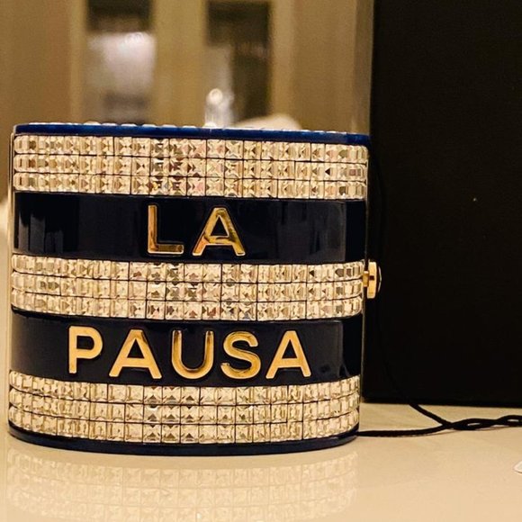 Chanel Navy Blue Crystal Studded Bracelet Cuff - Picture 2 of 12